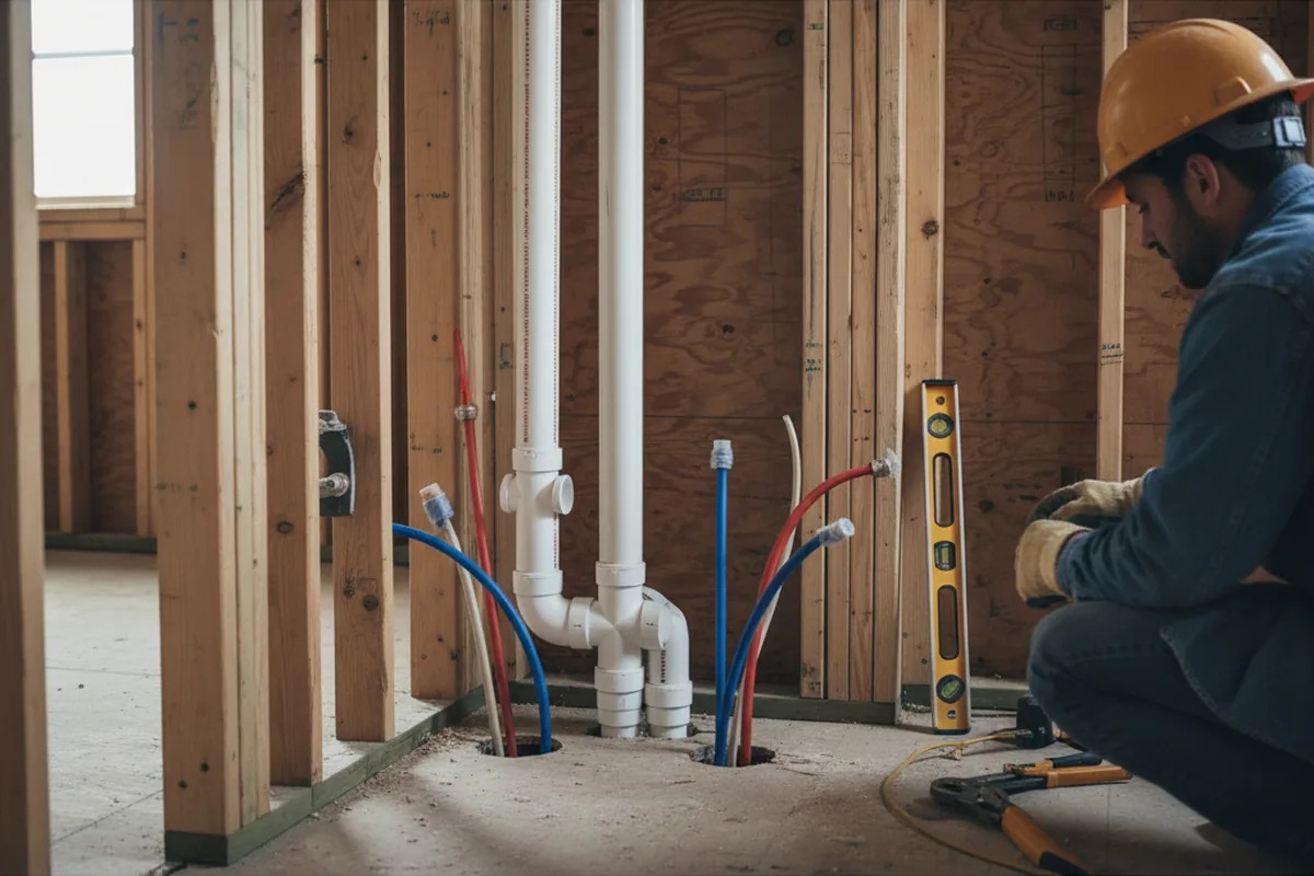Drain and supply rough-in during Garbage Disposal Repair in Silverlake