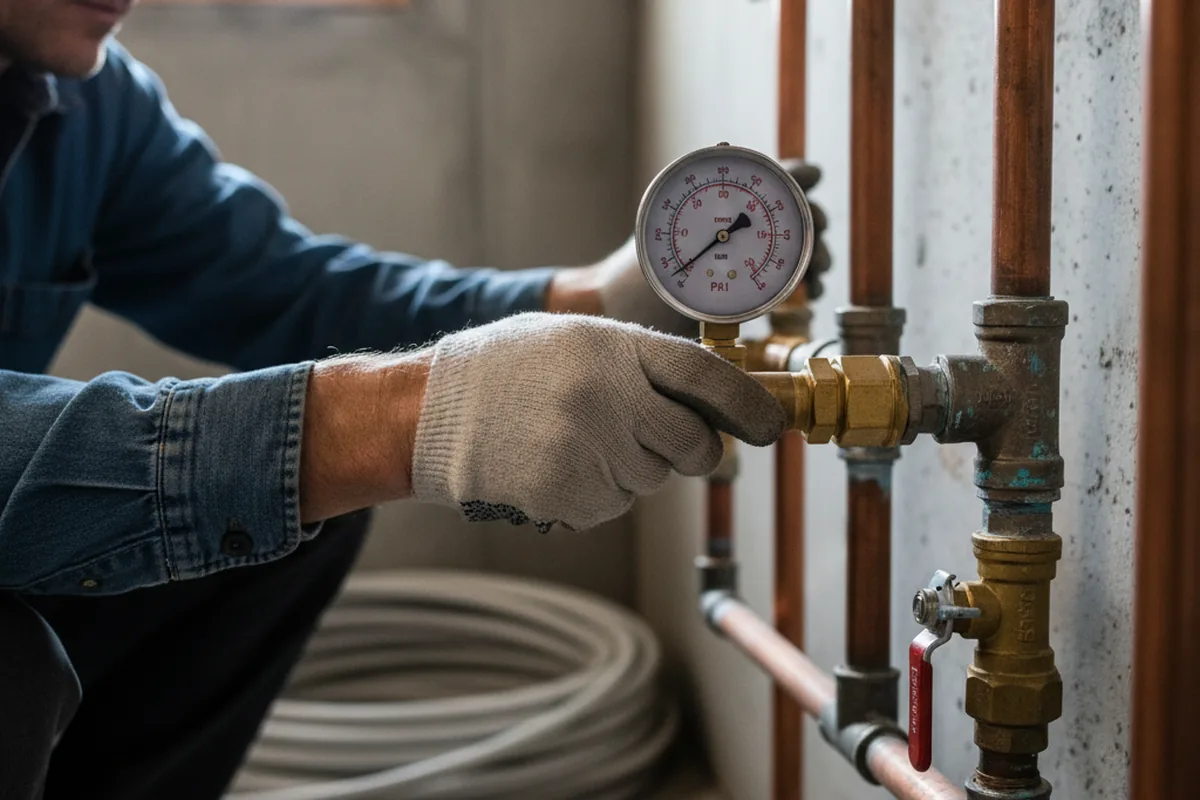 Pressure testing a repaired line during Water Line Repair in Silverlake